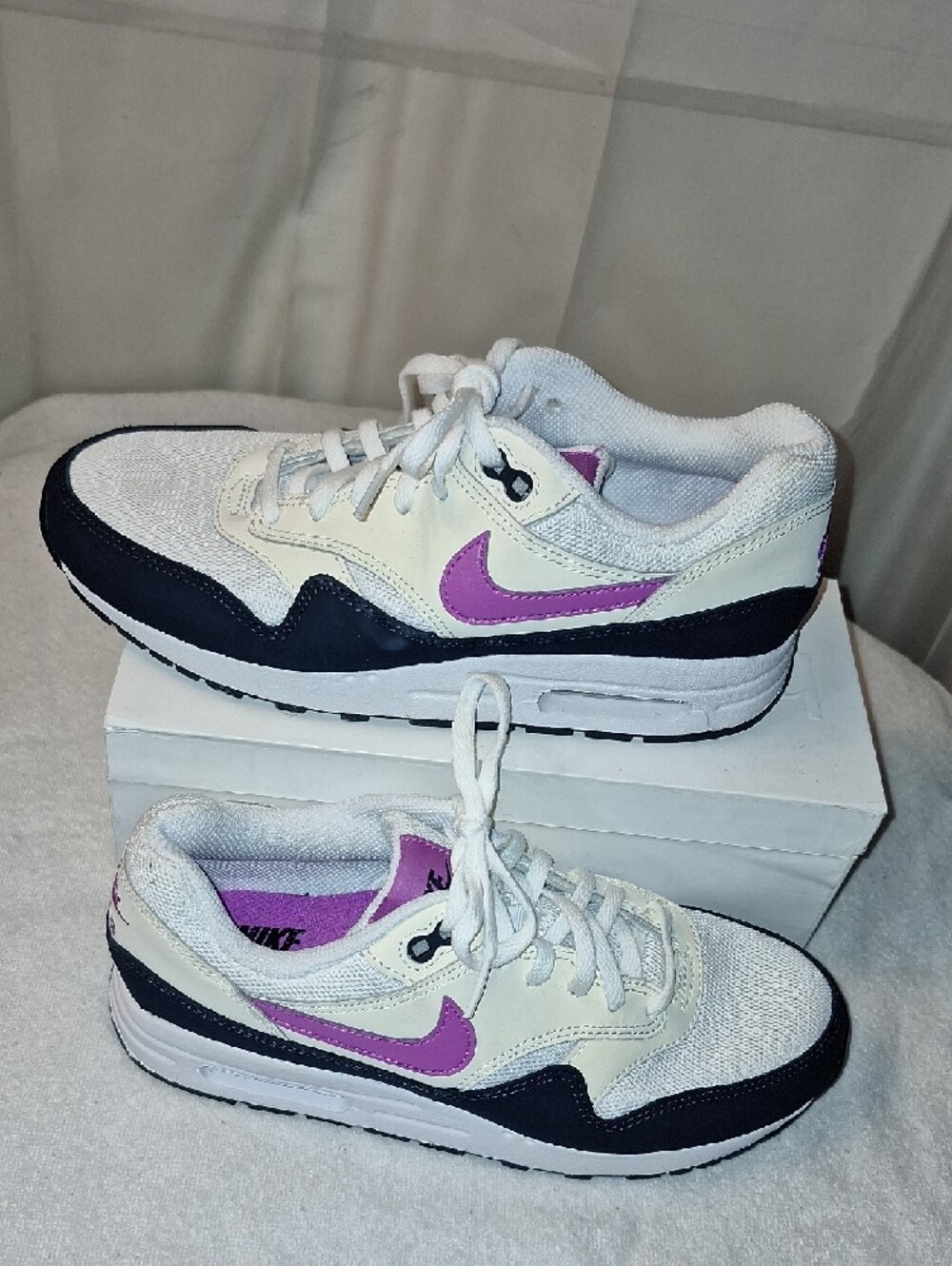 Nike Grade School Cream, Purple & Black  Sneakers Size 5